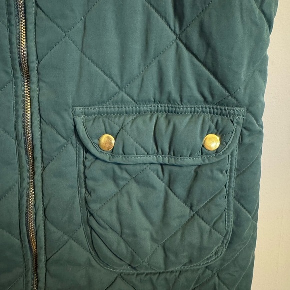 Blue Rain Dark Green Quilted Vest with Gold Zipper - Picture 2 of 7